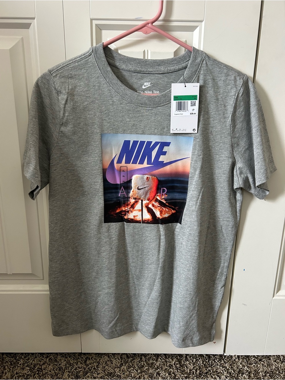Nike Youth Grey Graphic Logo T-Shirt